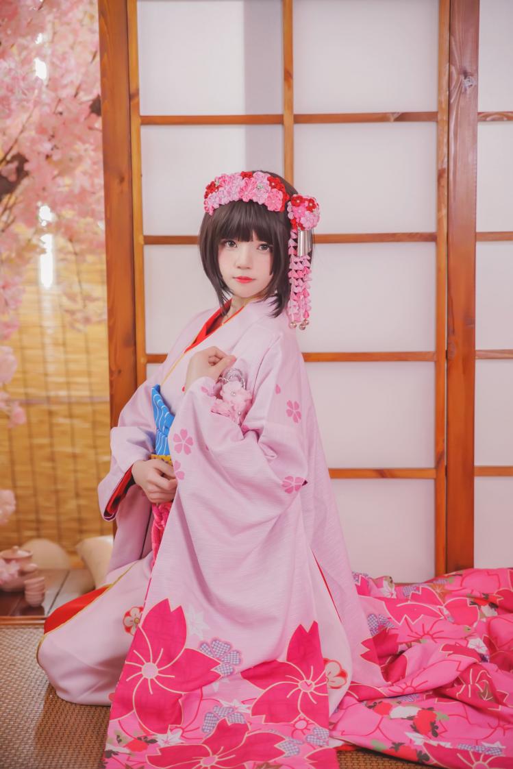 萝莉风COS 桜桃喵 – 加藤惠系列之和服 - 图片6