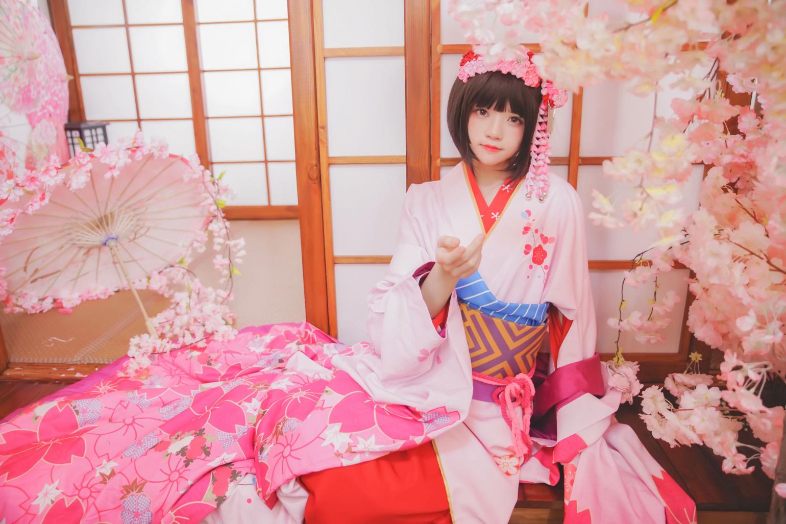 萝莉风COS 桜桃喵 – 加藤惠系列之和服 - 图片4