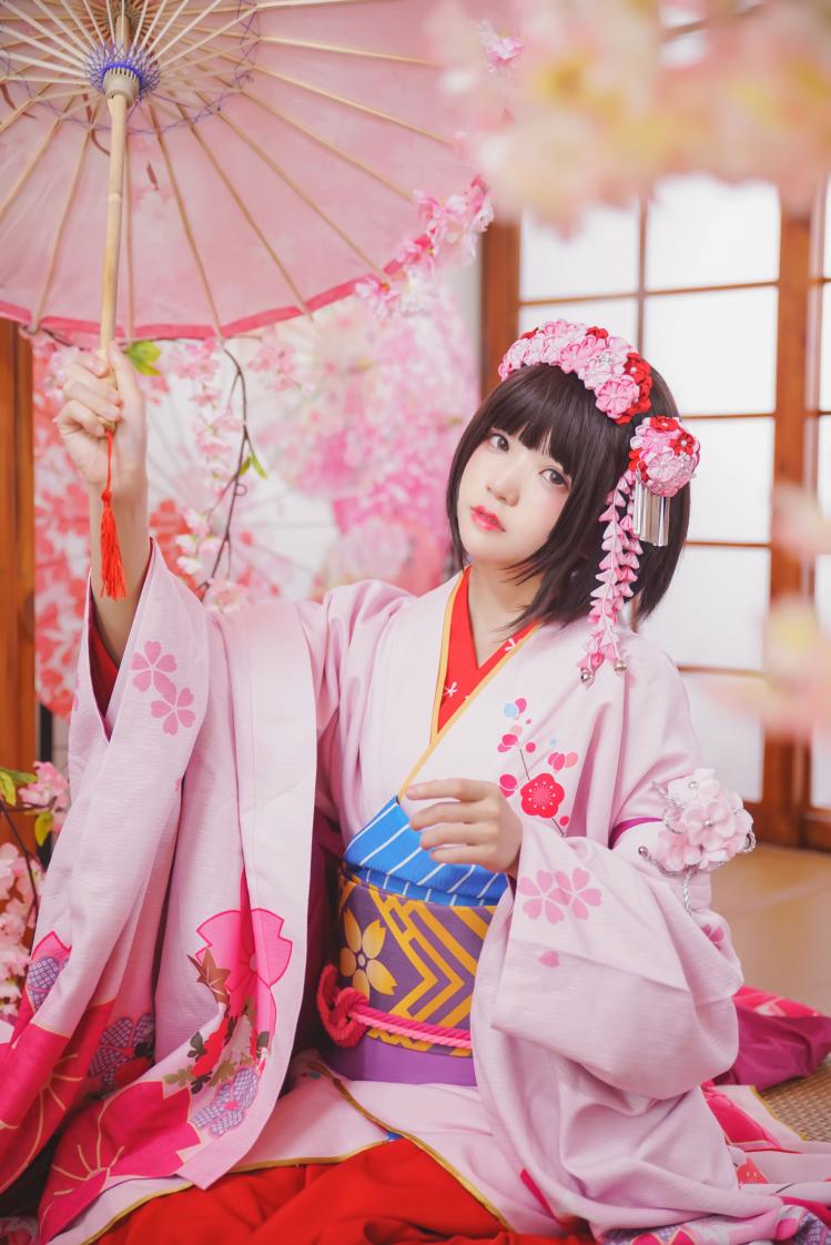 萝莉风COS 桜桃喵 – 加藤惠系列之和服 - 图片3
