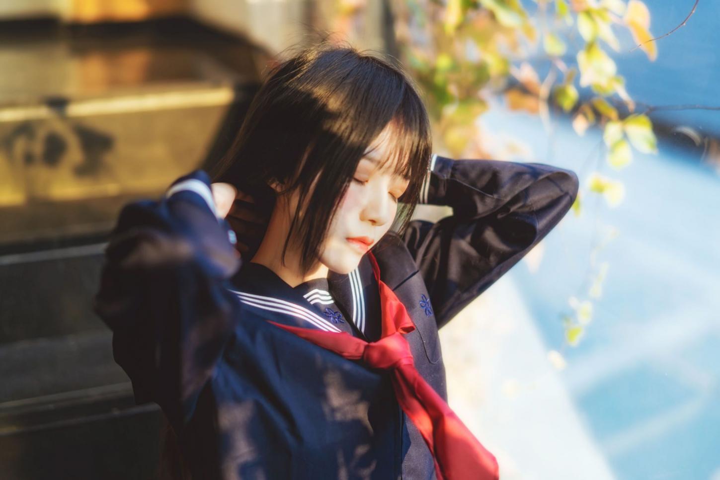 桜桃喵 黑色水手服 - 图片3