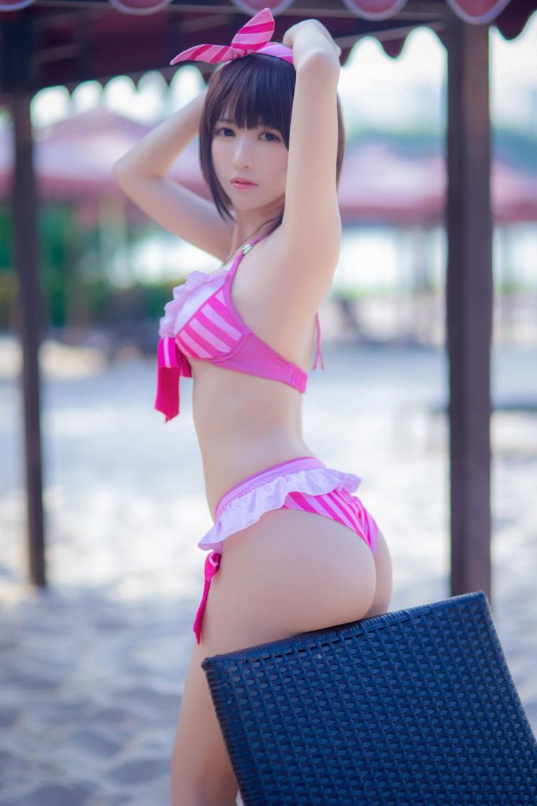 人气动漫Coser@鳗鱼霏儿 - 加藤惠 粉色泳装  [20P166MB] - 图片2
