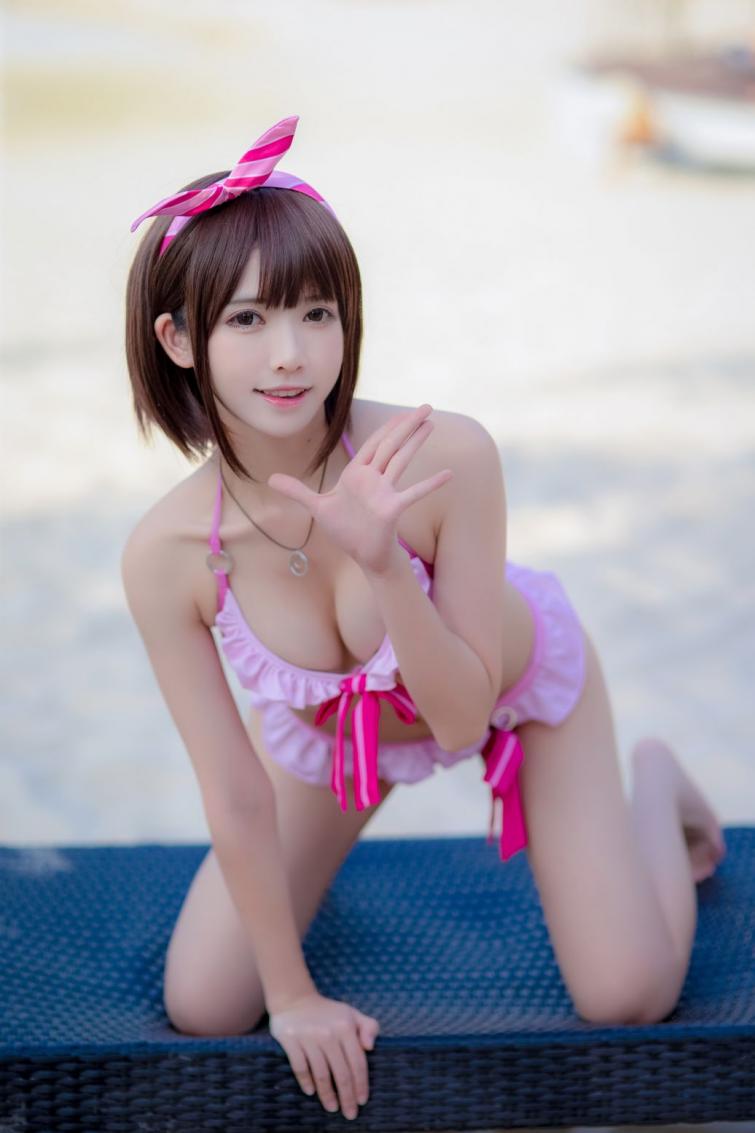 人气动漫Coser@鳗鱼霏儿 - 加藤惠 粉色泳装  [20P166MB] - 图片7