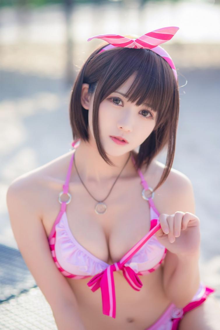 人气动漫Coser@鳗鱼霏儿 - 加藤惠 粉色泳装  [20P166MB] - 图片8