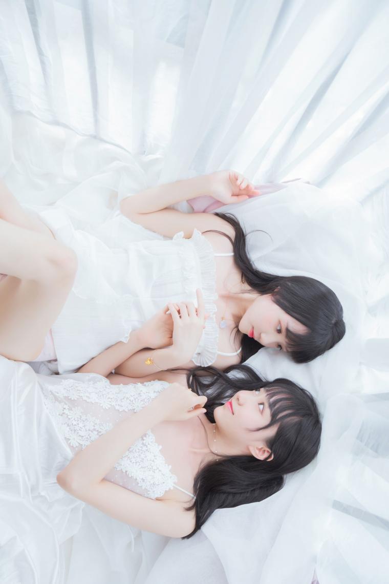 人气Coser@桜桃喵&木绵绵 - 朝(白裙×白裙) [58P724MB] - 图片7