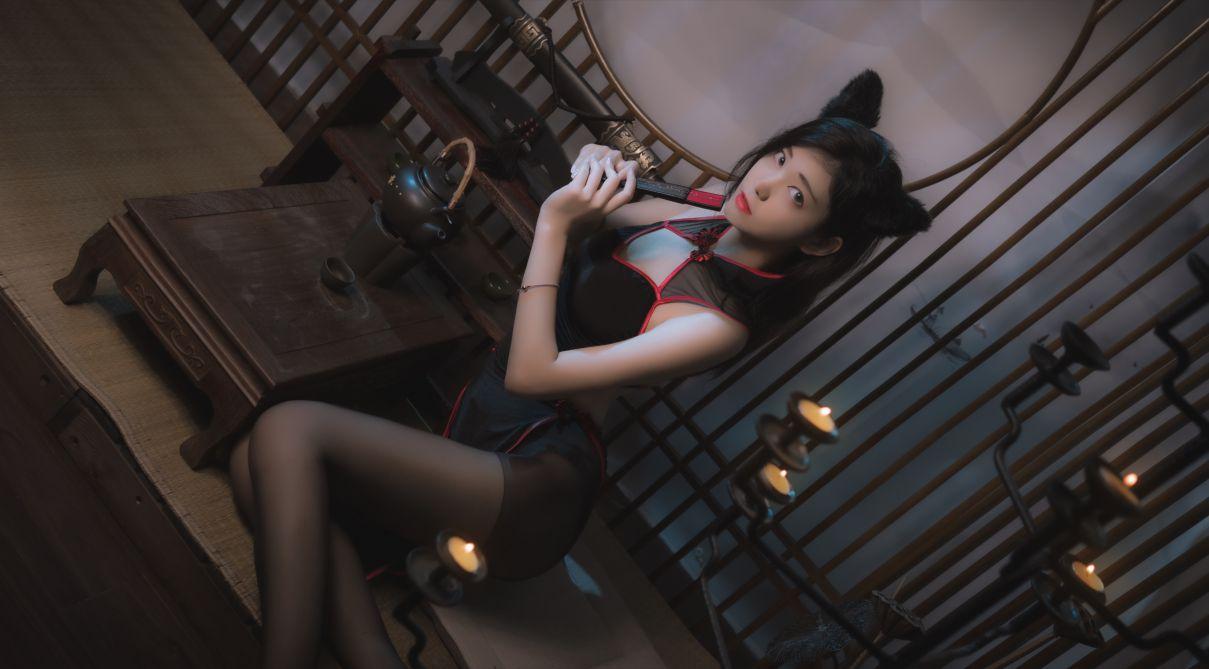 微博红人动漫Coser@南桃Momoko 黑旗袍.福利向 [25P33.1MB] - 图片2
