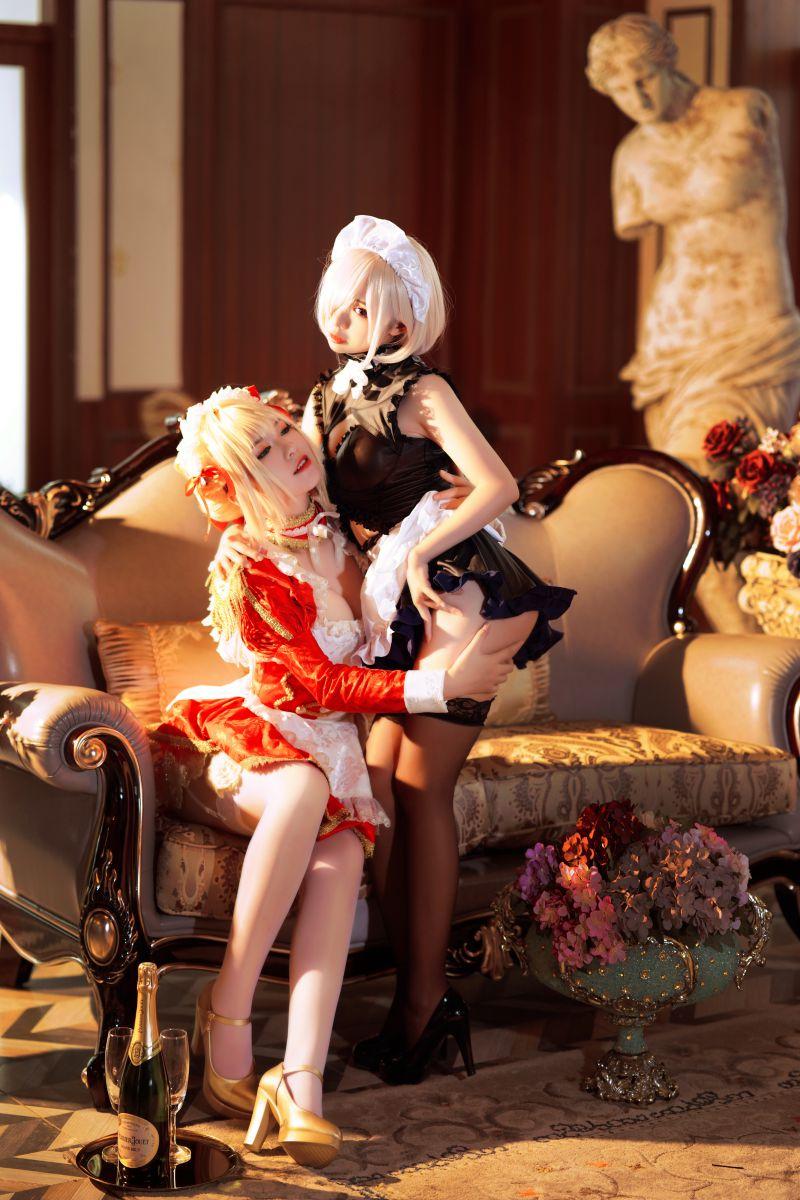 微博人气Coser@半半子X面饼仙儿 Claudius x Kyrielight Maid [22P224MB] - 图片7