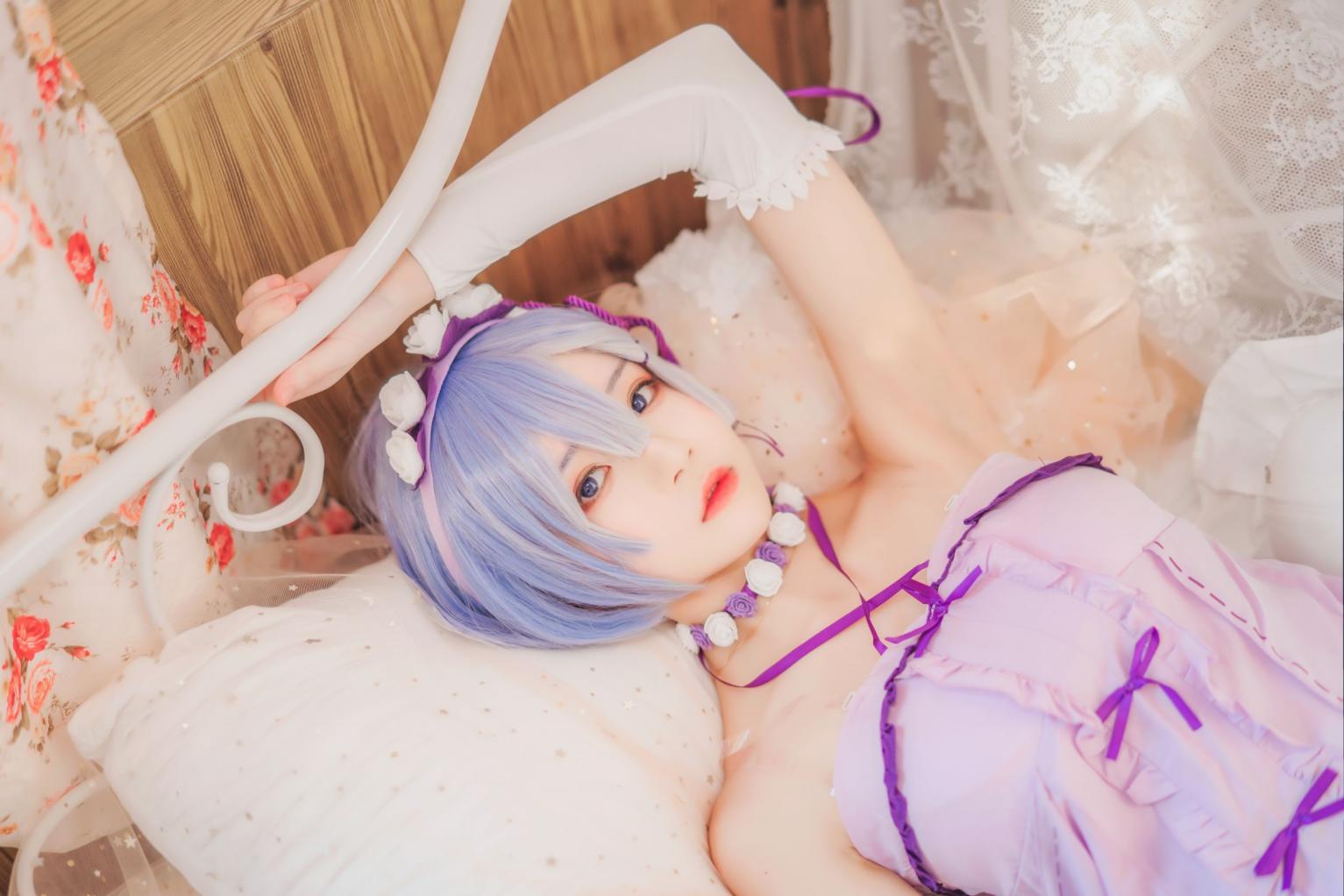人气Coser@桜桃喵 蕾姆小睡裙 [40P639MB] - 图片7