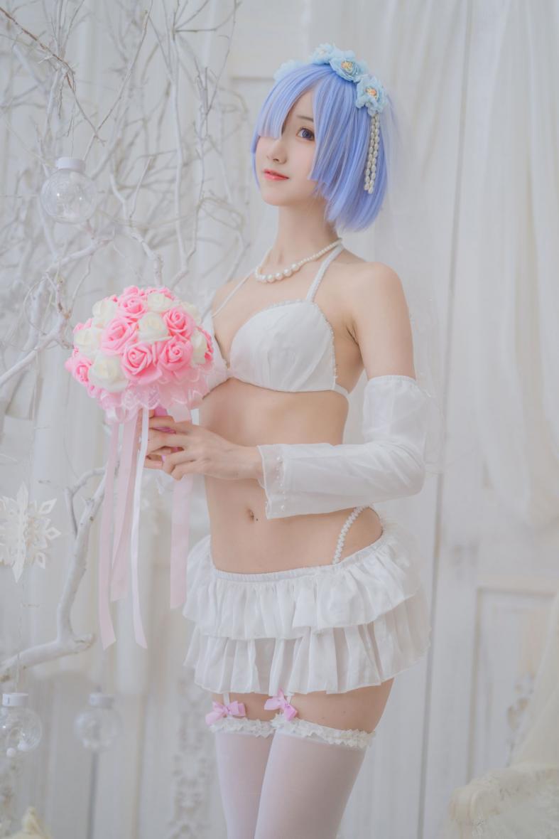 网紅Coser@木绵绵OwO 蕾姆婚纱 [30P2MB] - 图片4