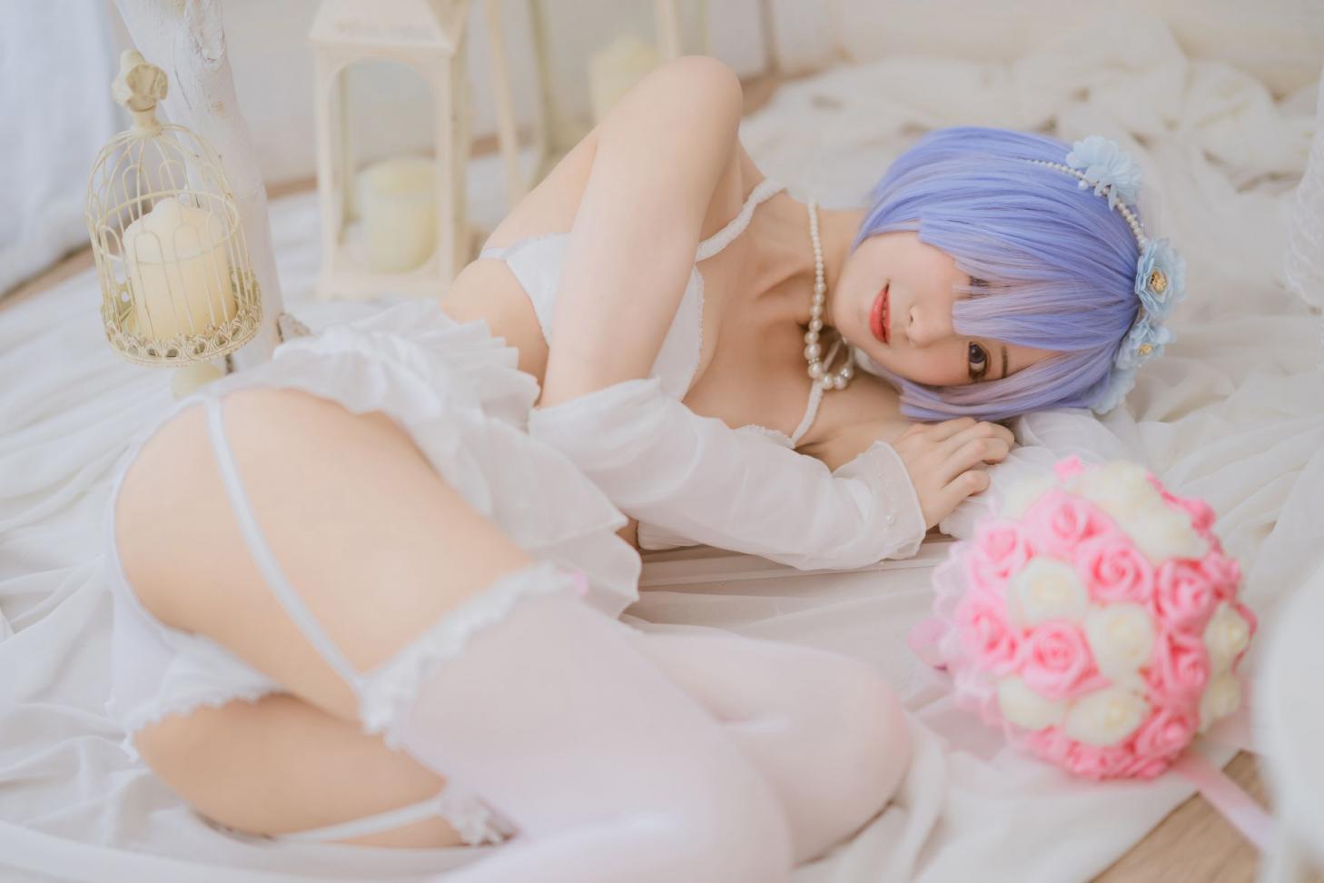 网紅Coser@木绵绵OwO 蕾姆婚纱 [30P2MB] - 图片7